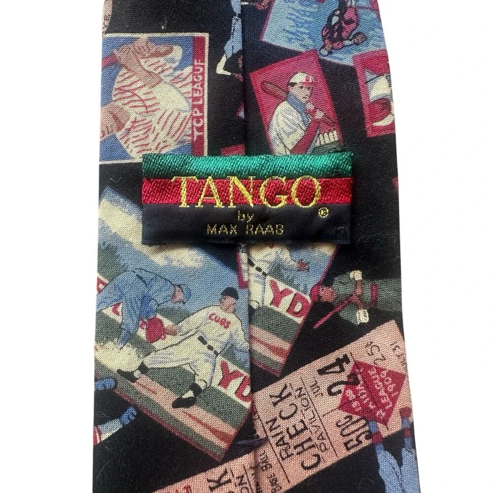 Vintage Tango by Max Raab Baseball Theme Tie 100% Cotton Made in USA